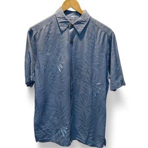 Hawaiian Blue Silk Short Sleeve Button-Up Shirt Sz small